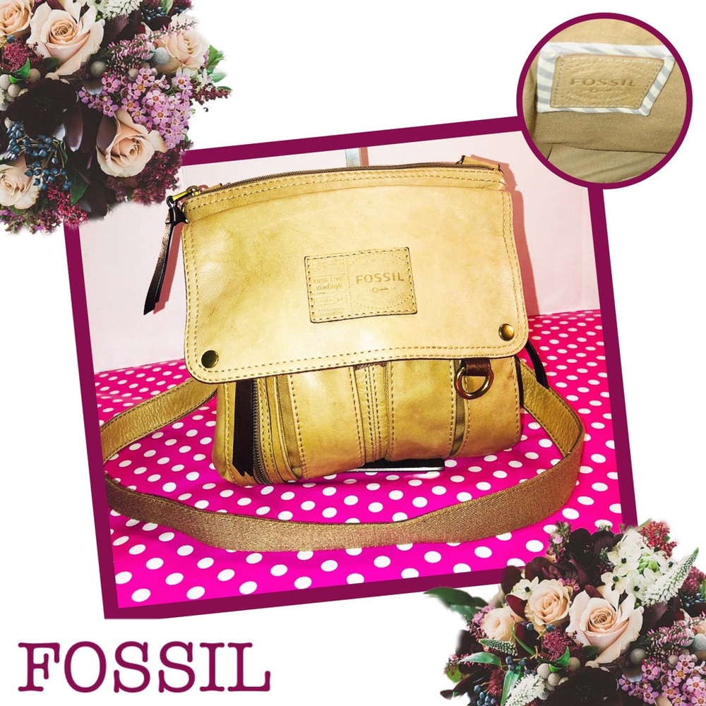 FOSSIL Tan Preppy Leather Crossbody